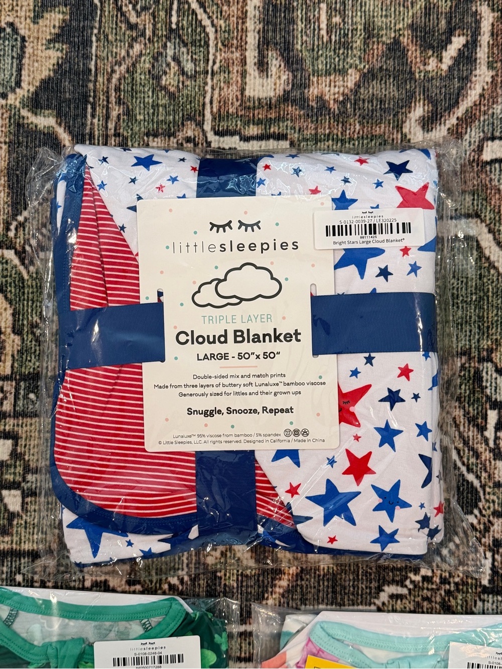 Little Sleepies Large Cloud Blanket - Bright Stars Print